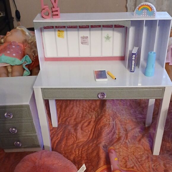 Kids White and Gray Play Desk with Accessories - Picture 3 of 8